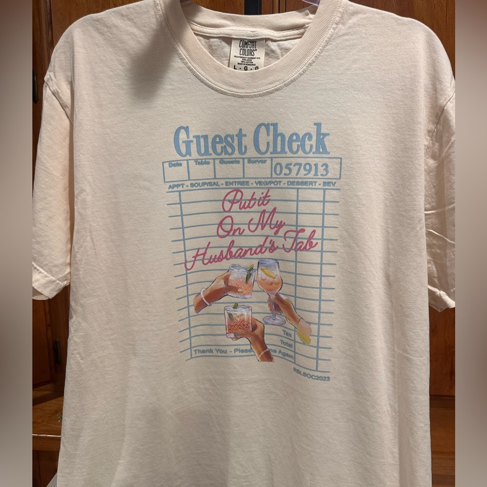 Cream Graphic Tee “Put it on my husband’s tab” Comfort Colors - Picture 2 of 5